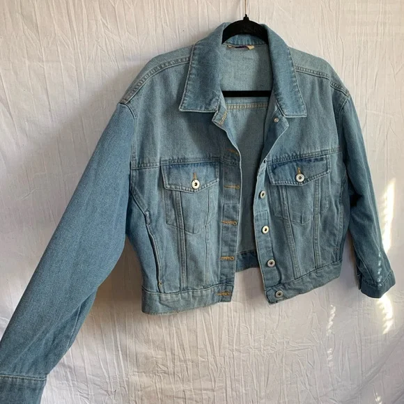 Womens Highway Jeans Cropped Oversized Jean Jacket - Picture 2 of 11